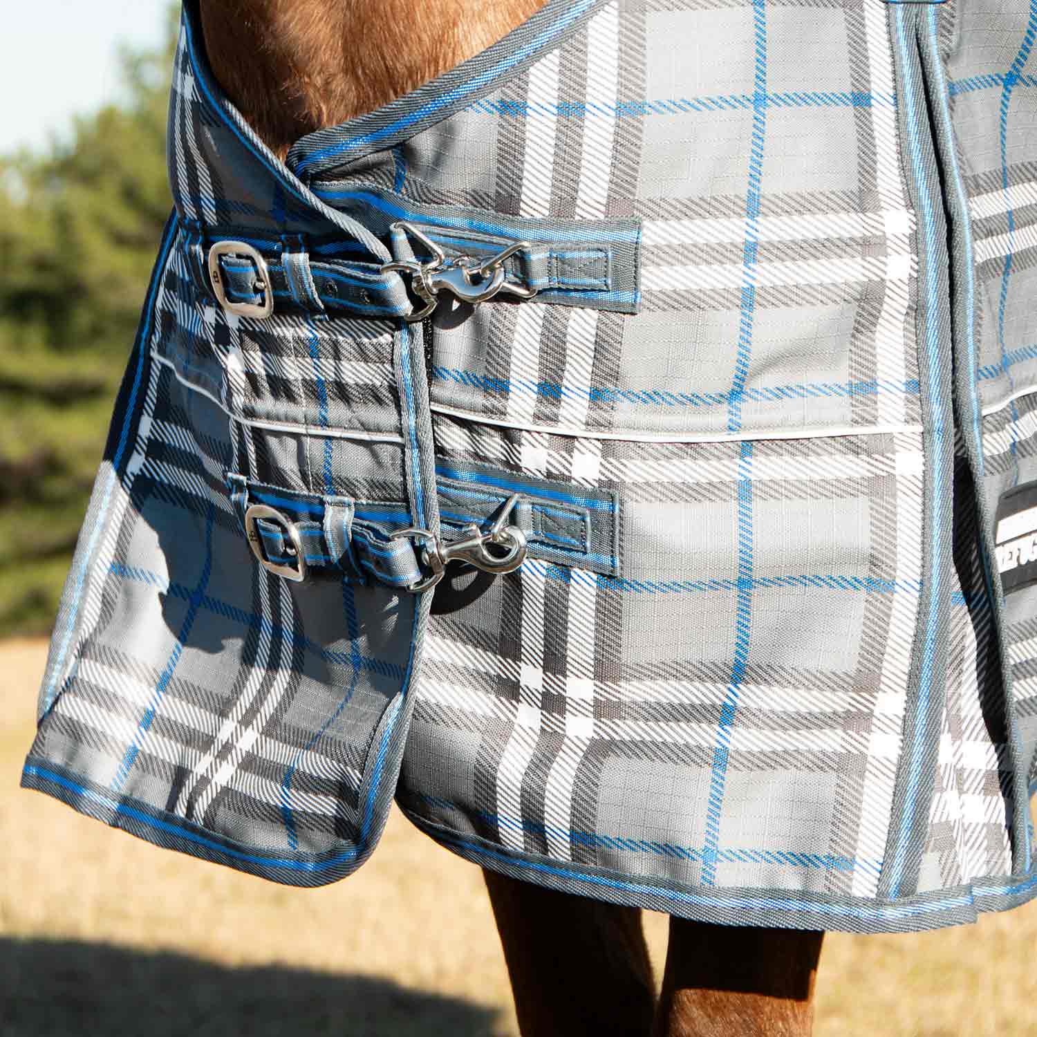 Poplar Head Refuge 1200 Denier Turnout Sheet, 0 Gram, Hamilton Blue & Slate Plaid - Pet's Shop