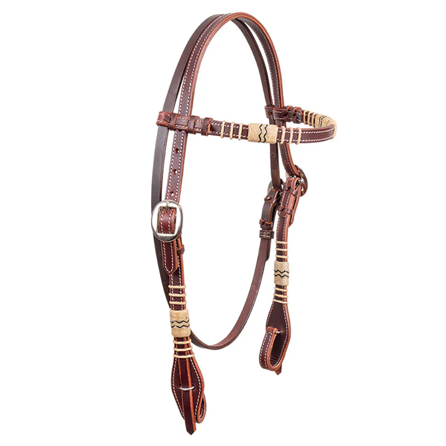 Latigo Rawhide Browband Leather Headstall - Pet's Shop