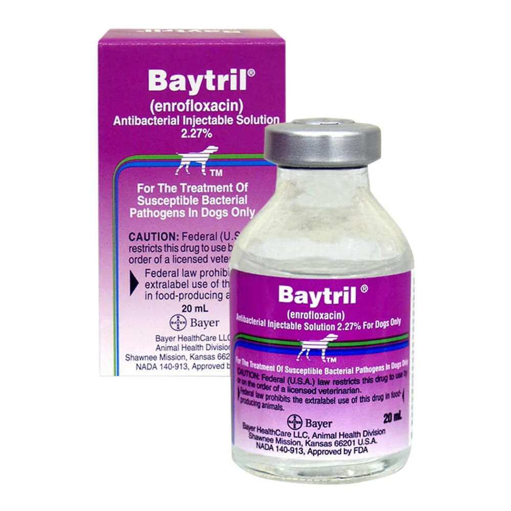 Rx Baytril (enrofloxacin) Injectable Solution for Dogs, 2.27% x 20 ml - Pet's Shop