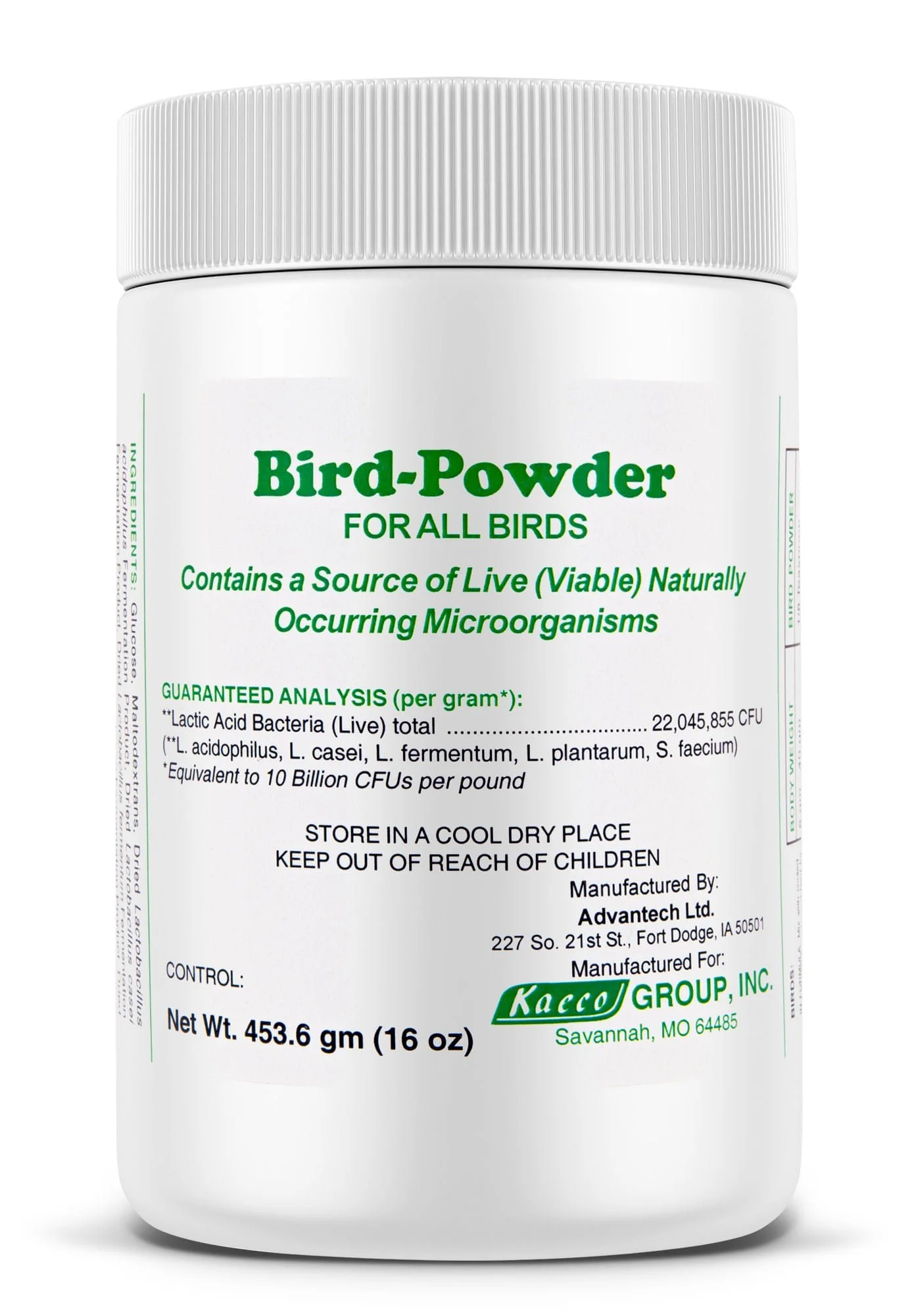 Bird-Powder (Probiotic) for All Birds, 16 oz - Pet's Shop