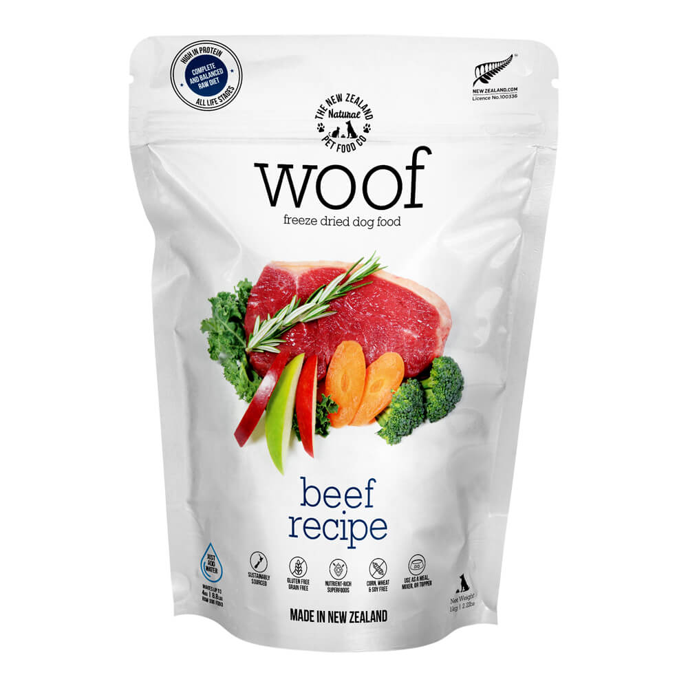 Woof Beef Freeze Dried Dog Food, 2.2 lb - Pet's Shop