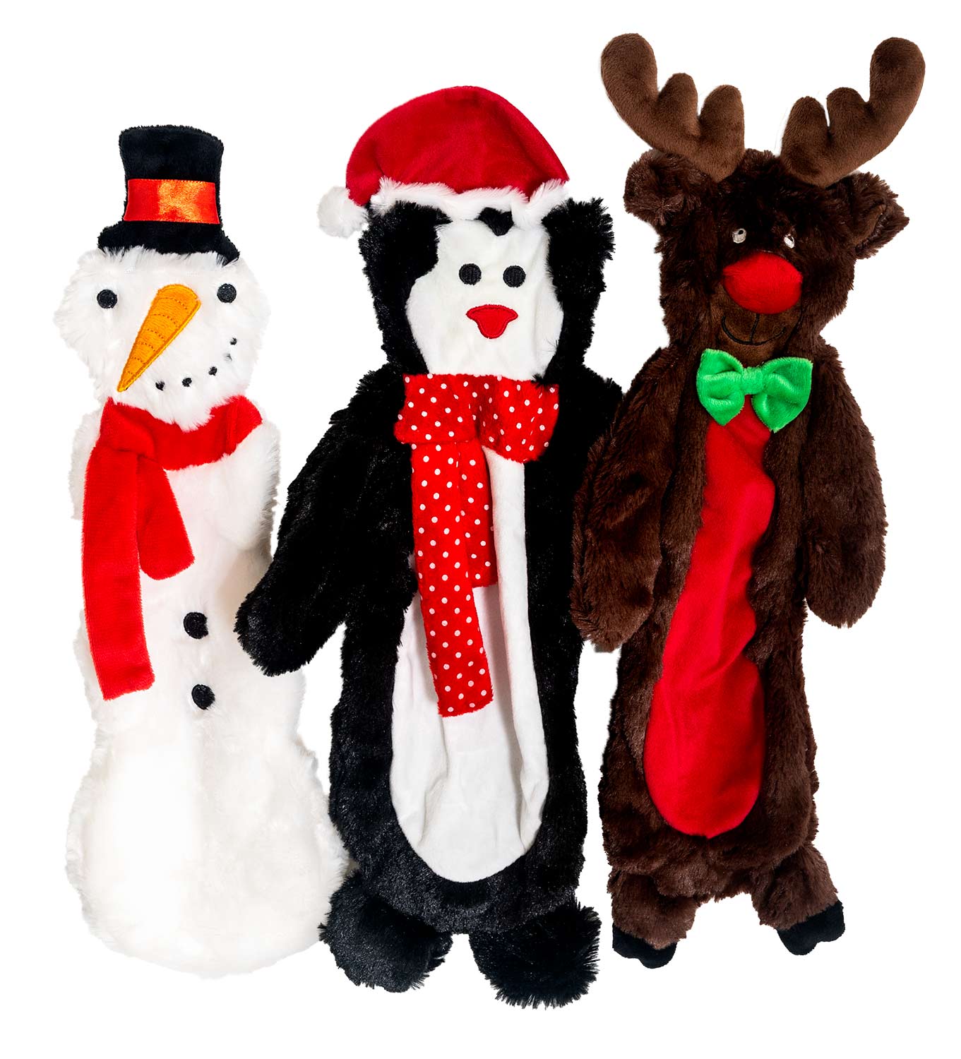 Christmas Characters Unstuffed Plush Squeaker Dog Toys, 12