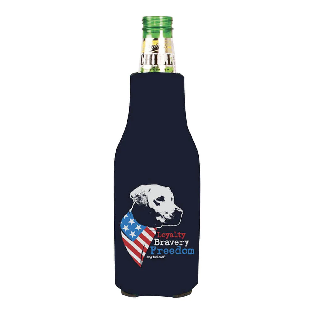 Dog is Good Bottle Koozie, Freedom Dog, Navy - Pet's Shop
