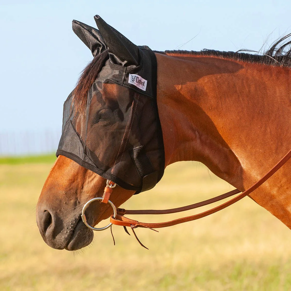 Cashel Quiet Ride Fly Mask with Ears, Black, Yearling - Pet's Shop