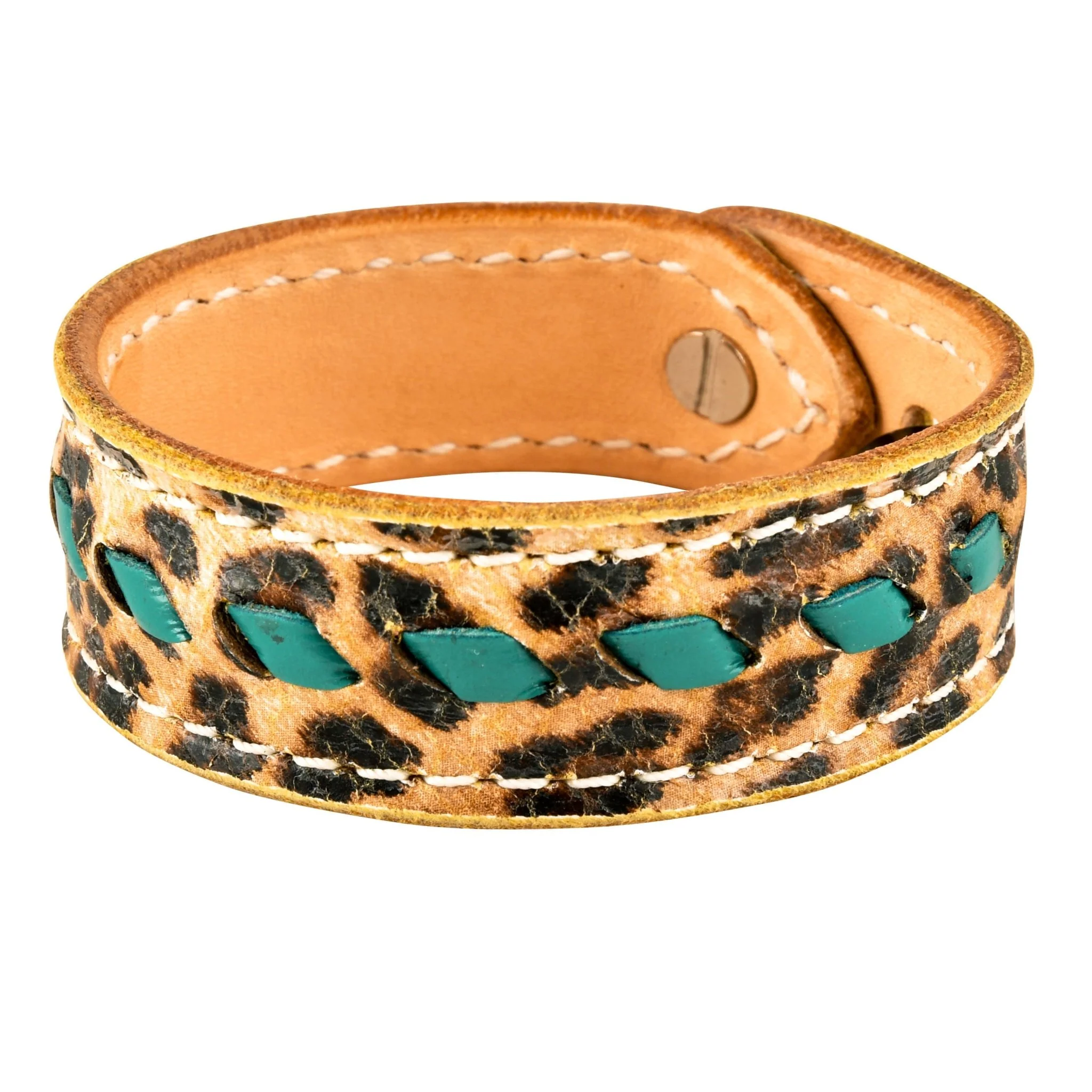 Buckstitch Bracelet, Cheetah & Turquoise - Pet's Shop