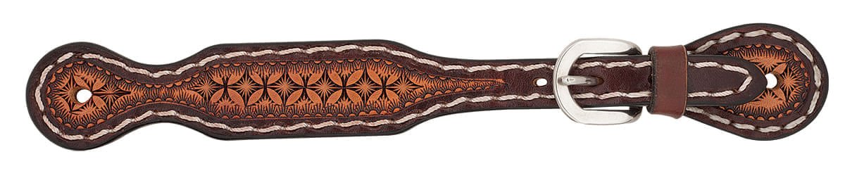 Turquoise Cross Geometric Tooled Spur Straps, Ladies - Pet's Shop