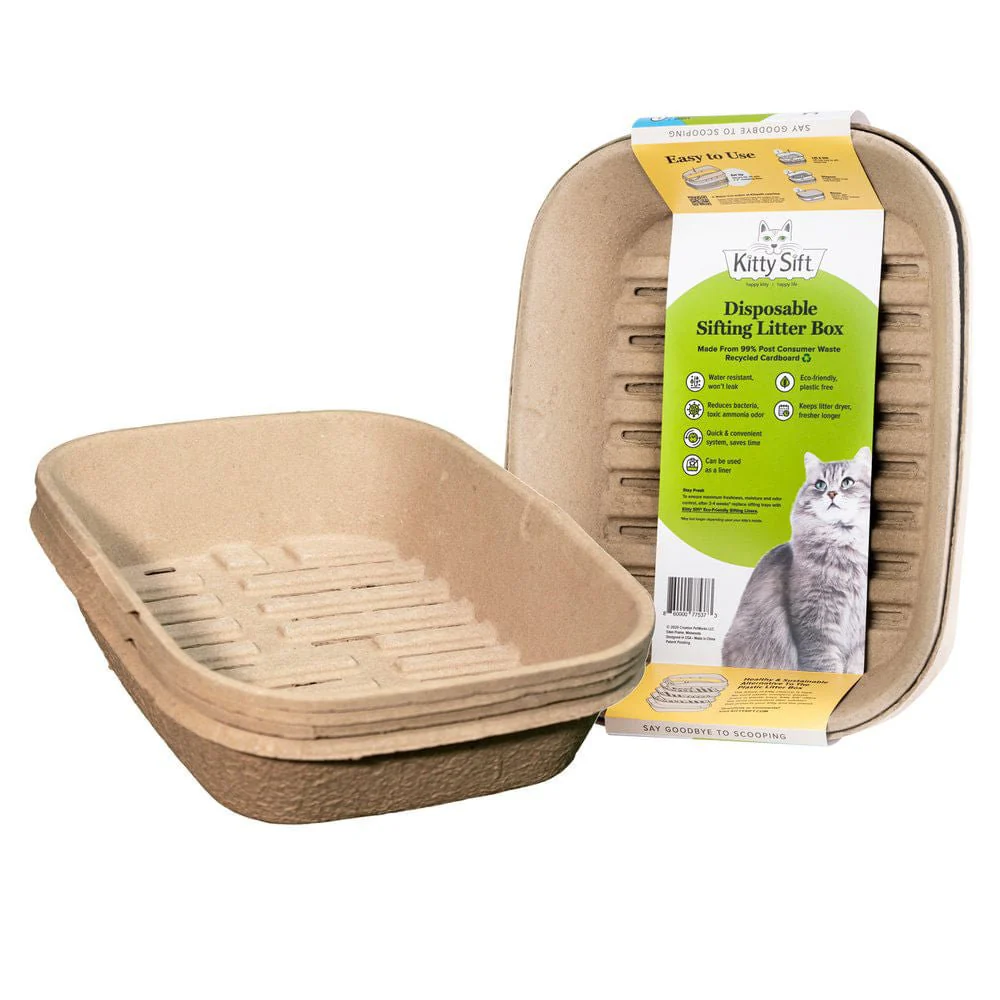 Kitty Sift (Set of 2 Litter Boxes & 1 Sifting Liner) Sifting, Disposable Cat Litter Box, Jumbo - Pet's Shop