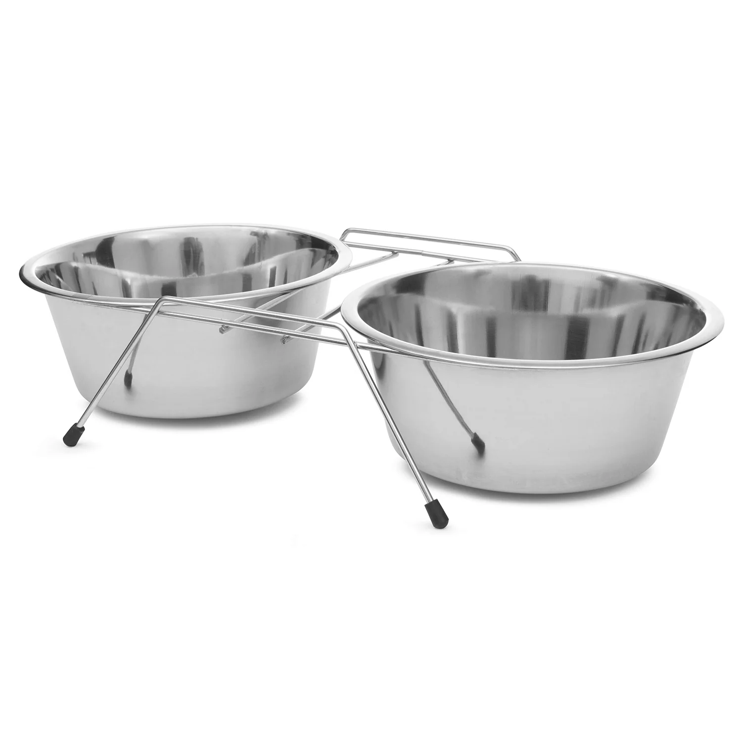 Low Profile Stainless Steel Double Diner Pet Bowls - Pet's Shop