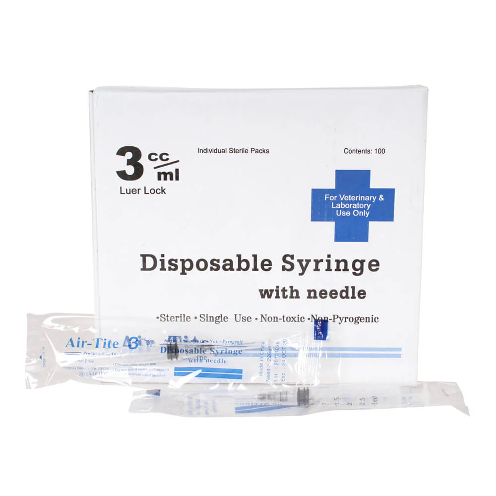 Air-Tite Luer Lock Syringes with Needles, 100 Count - Pet's Shop