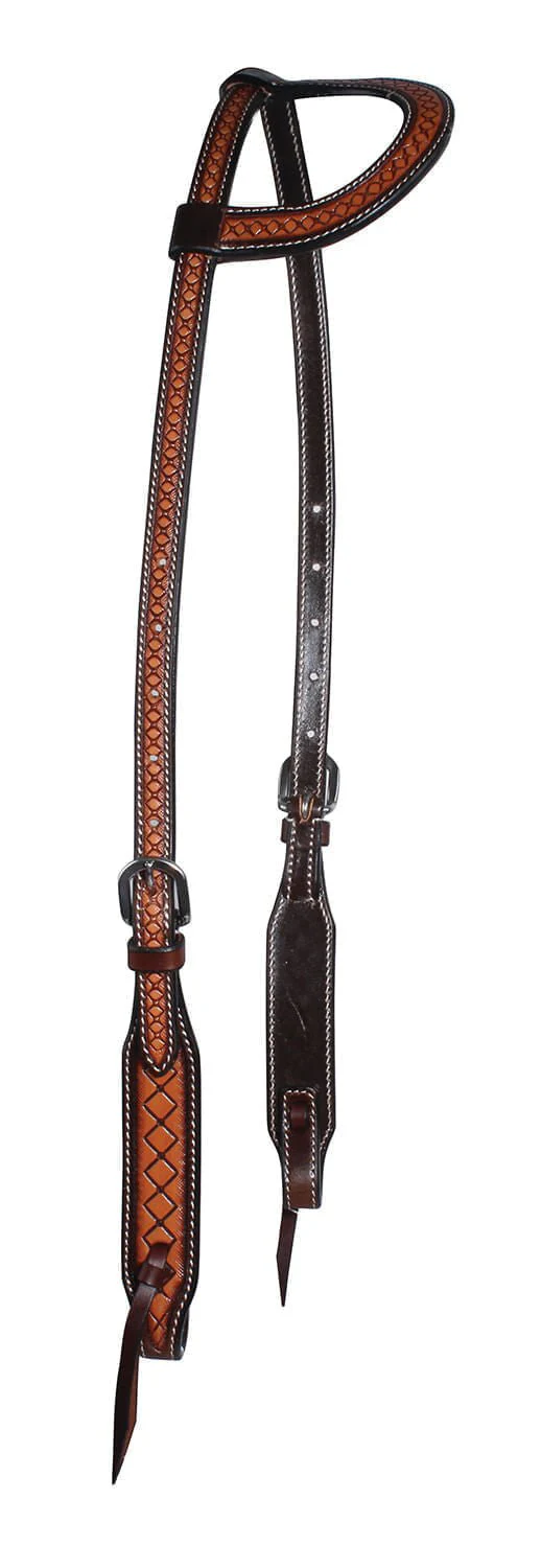 Professional's Choice Crosshatch One Ear Headstall, Brown - Pet's Shop