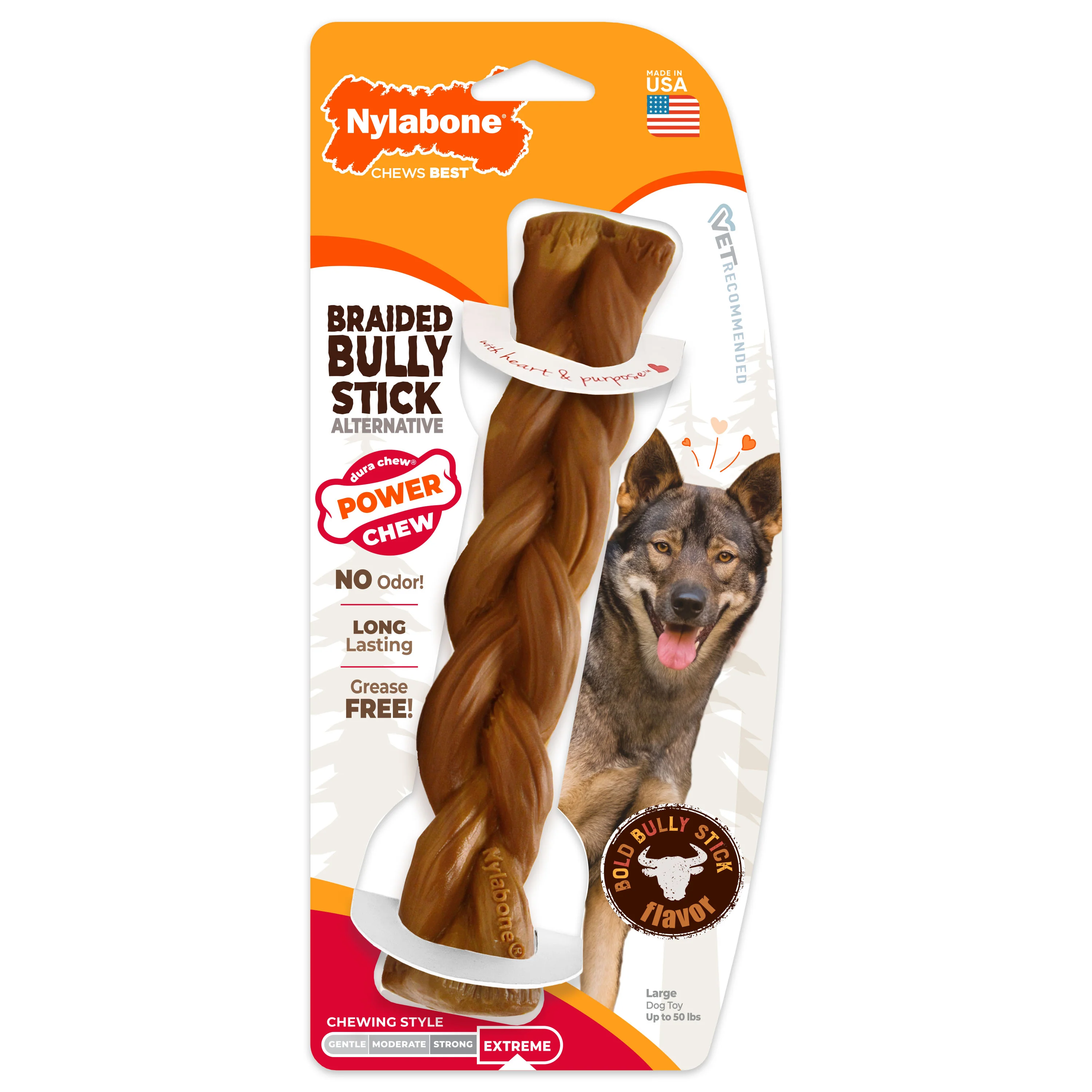 Power Chew Braided Bully Stick Alternative Chew Toy, Large/Giant, Up to 50 lbs - Pet's Shop