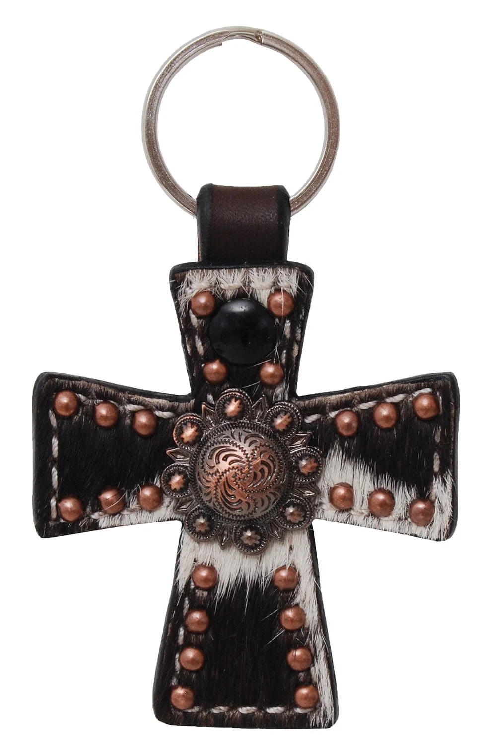 Circle Y Cross Key Chain, Cowhide - Pet's Shop