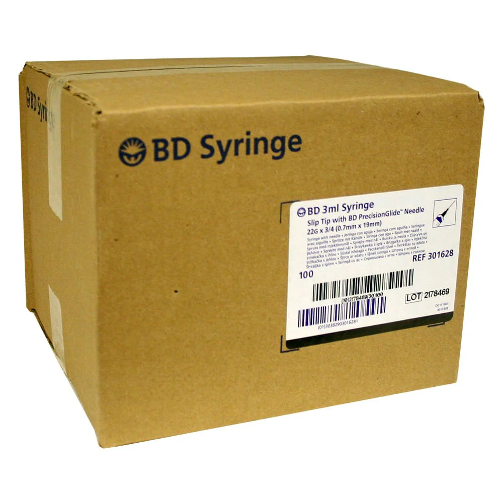 Rx BD Luer-Slip (LS) Syringe with Needle, 3cc LS with 22g x 3/4