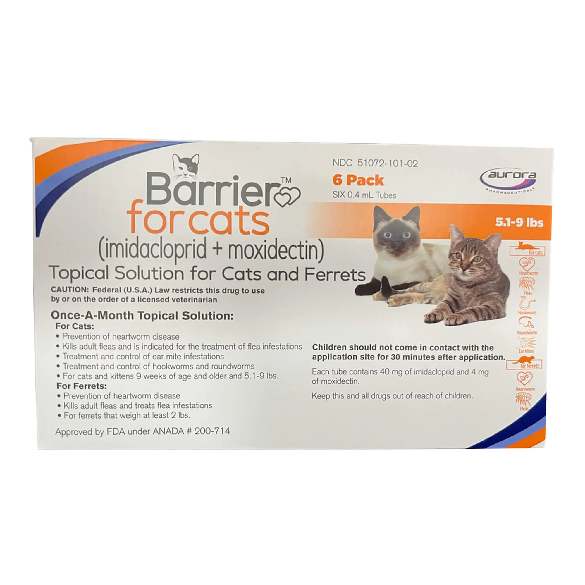 Barrier (imidacloprid + moxidectin) Once-a-month Topical Solution for Cats - Pet's Shop