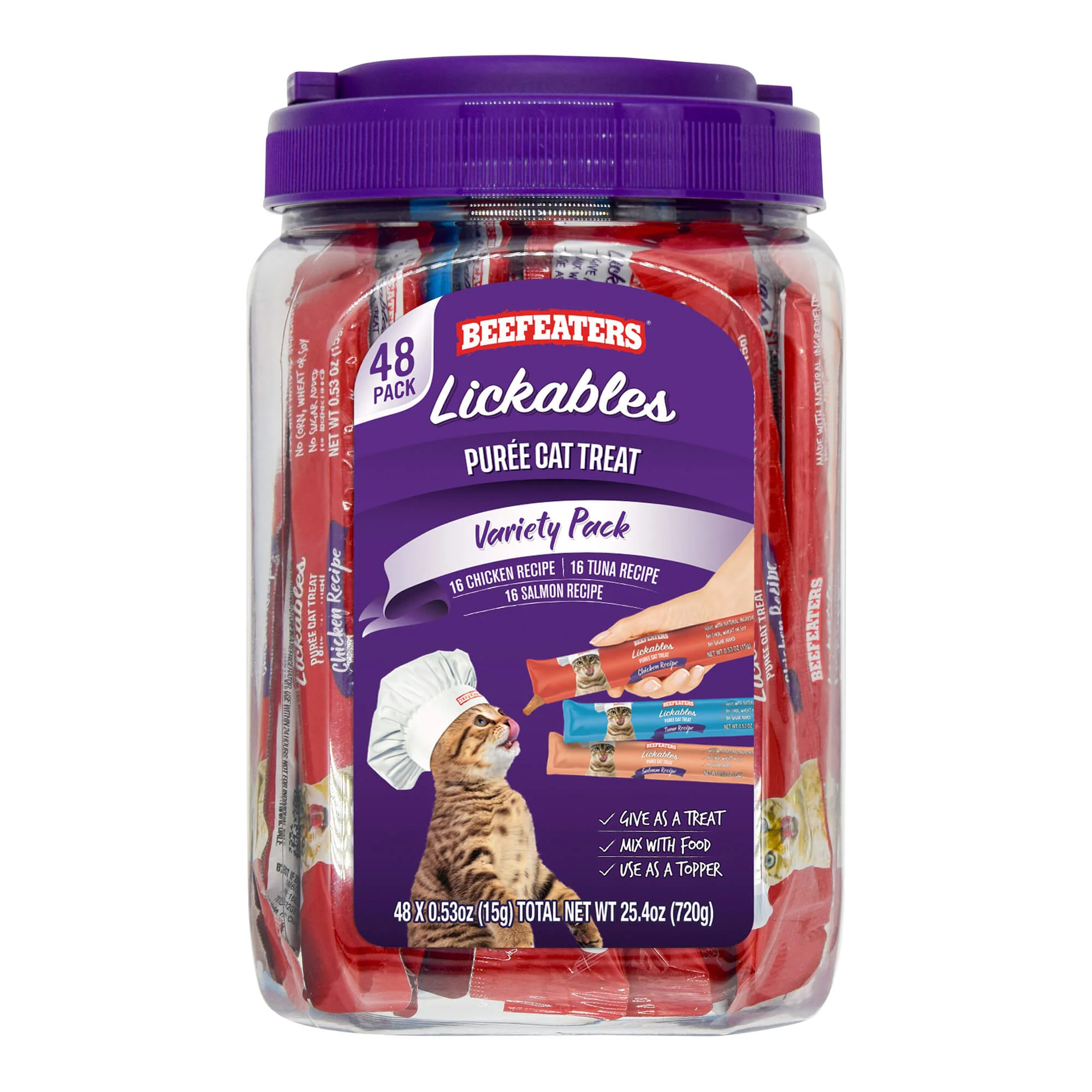 Lickables Puree Cat Treat Variety Pack, 48 ct Tub - Pet's Shop