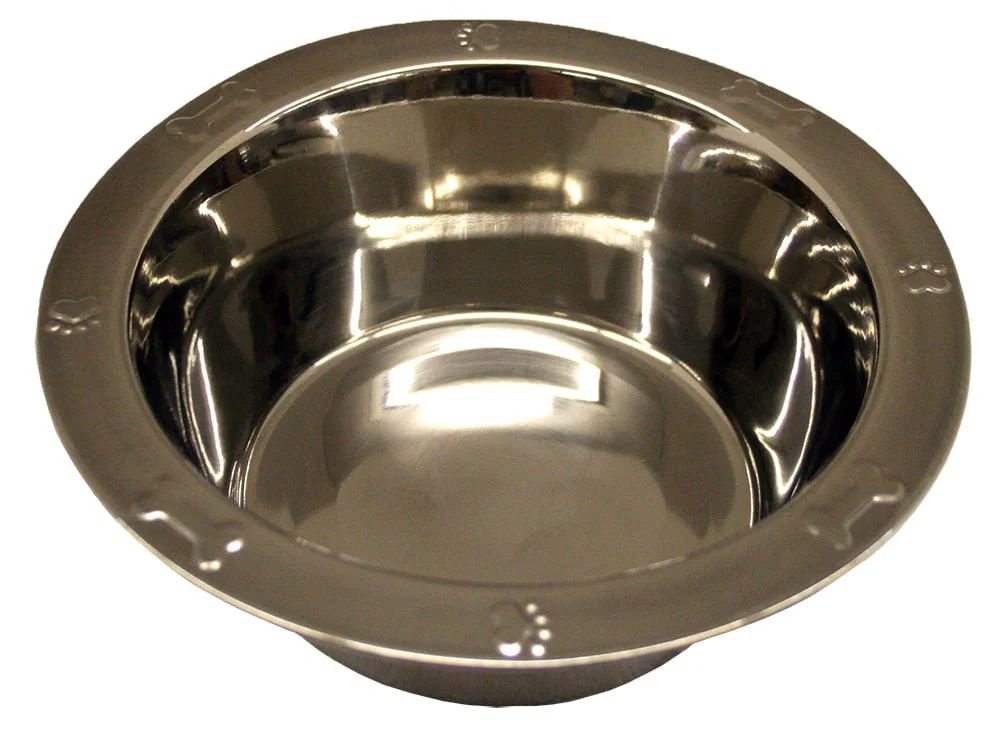 Embossed Regular Stainless Steel Bowl, 1 qt - Pet's Shop