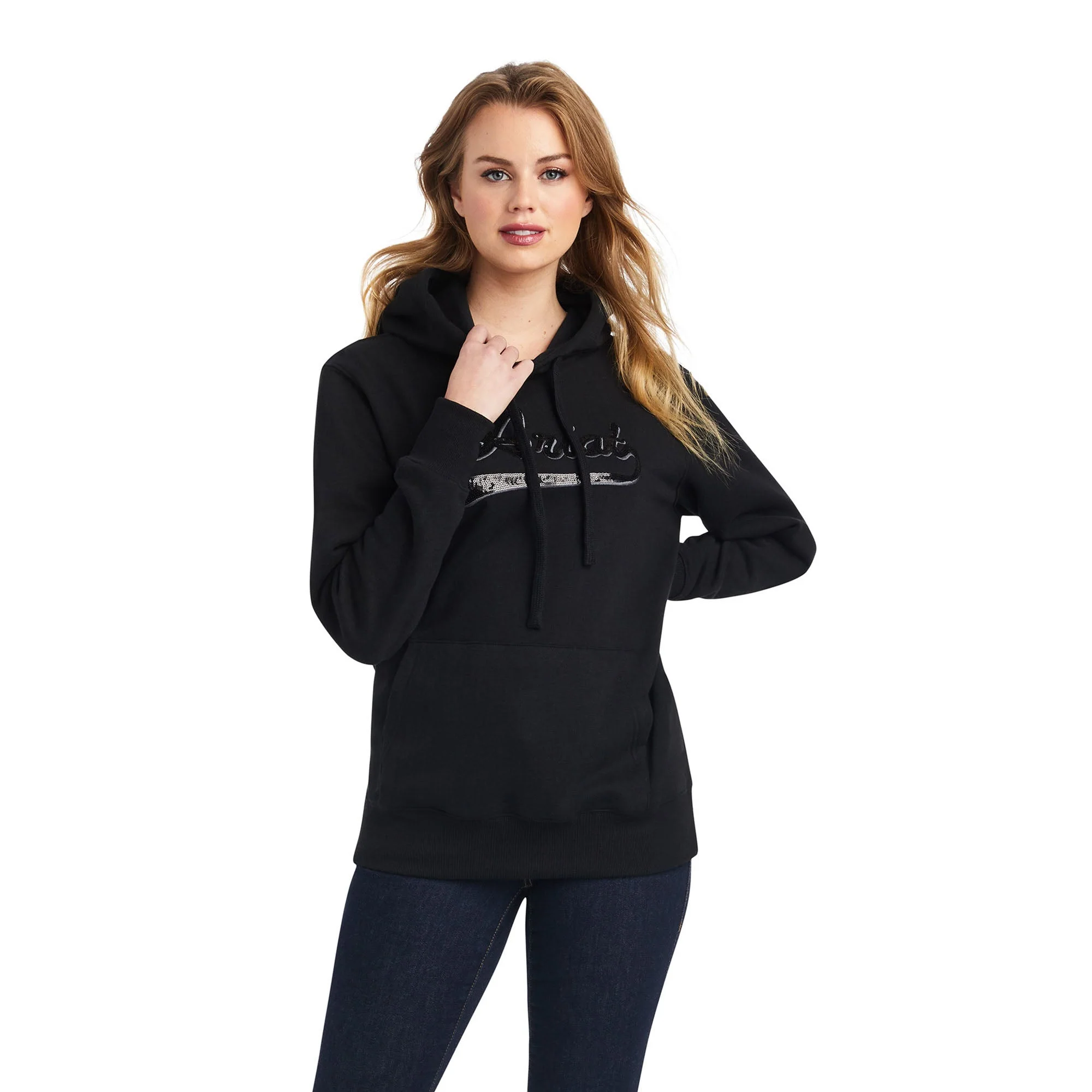 Ariat Women's Real Sequin Logo Hoodie, Black - Pet's Shop