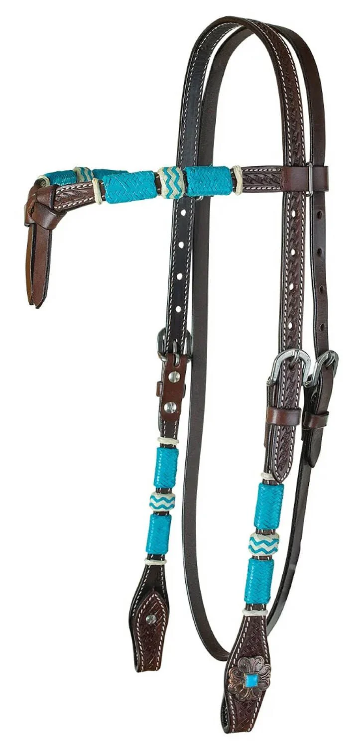 Circle Y Turquoise Round Up Browband Headstall, Full - Pet's Shop