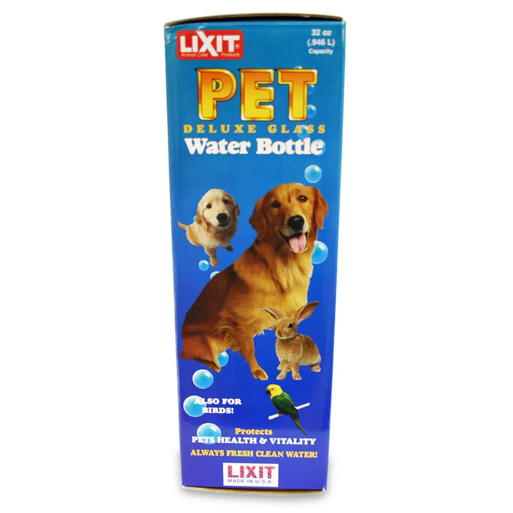 Lixit Glass Water Bottle, 32 oz with Tube - Pet's Shop