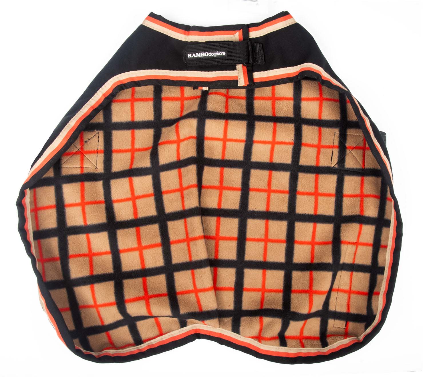 Rambo Waterproof Fleece Dog Coat, Black/Tan - Pet's Shop