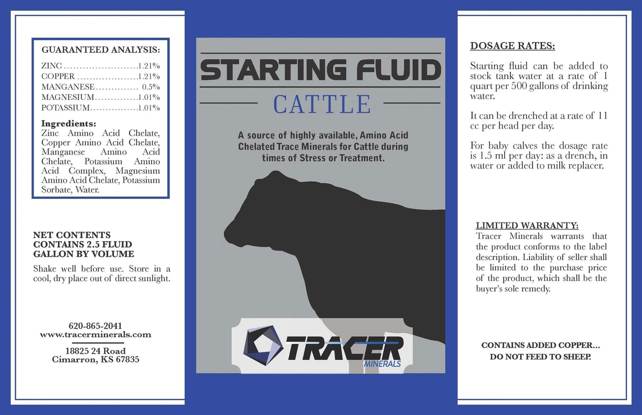 Tracer Starting Fluid Chelated Minerals for Horses, Swine, Cattle, Goats - Pet's Shop