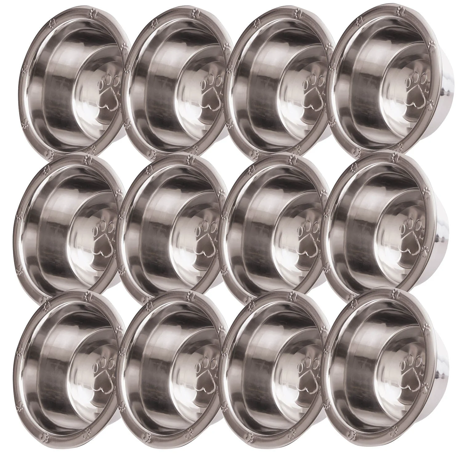 Stainless Steel Embossed Wide-Lip Food & Water Pet Bowls - Pet's Shop