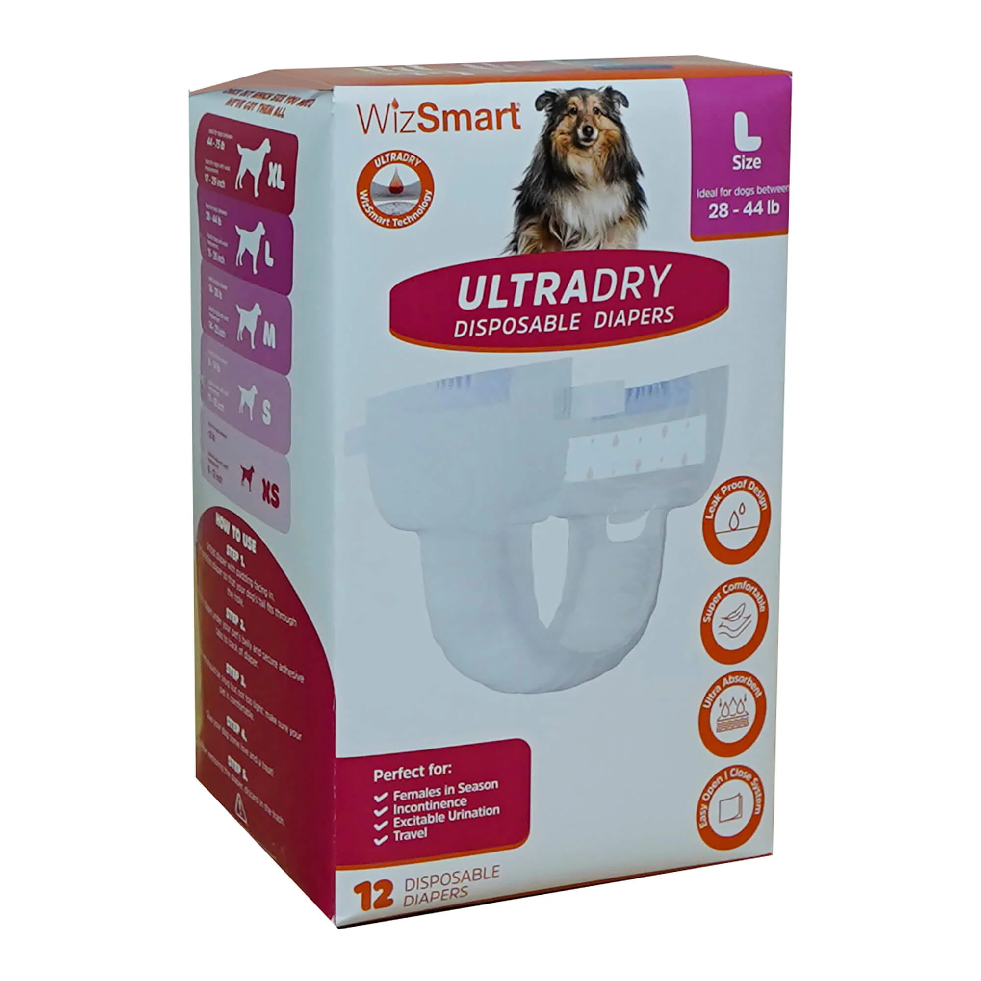 WizSmart UltraDry Disposable Diapers, 12 ct - Pet's Shop