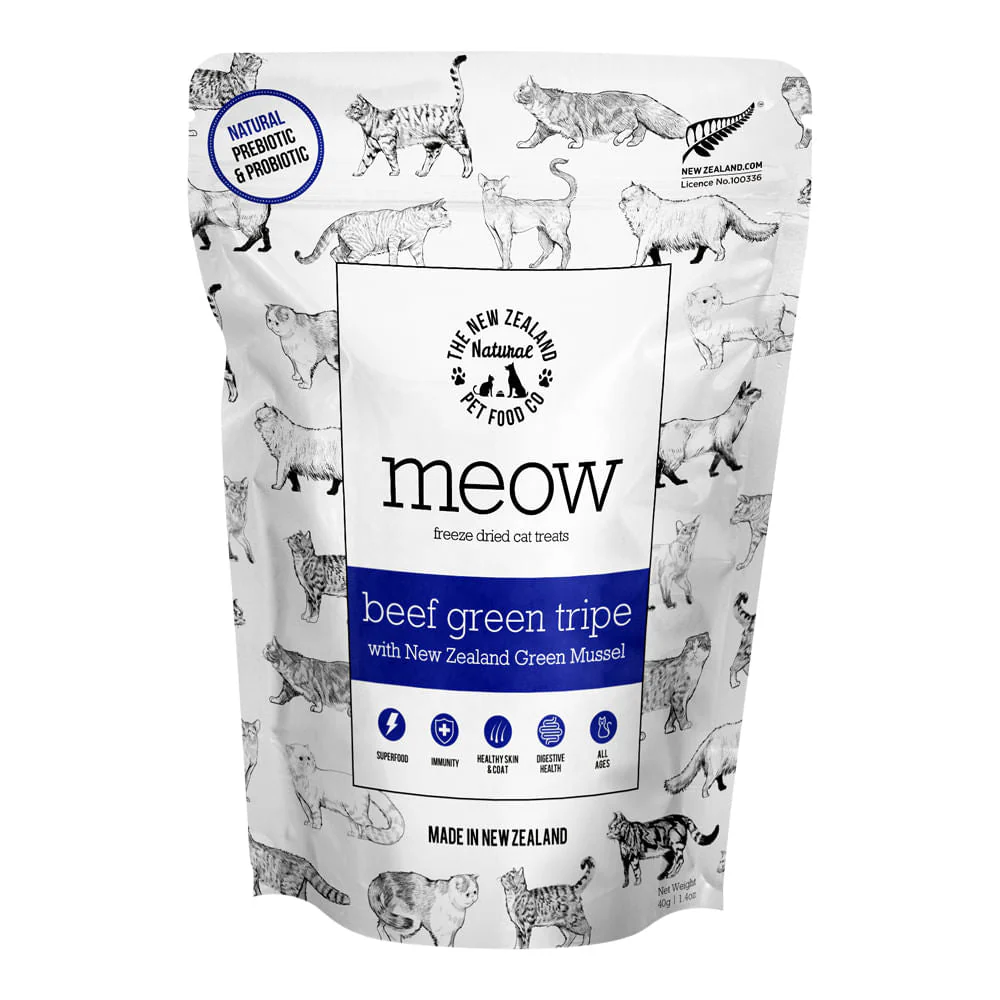 Meow Beef Green Tripe Freeze Dried Treats, 1.4 oz - Pet's Shop