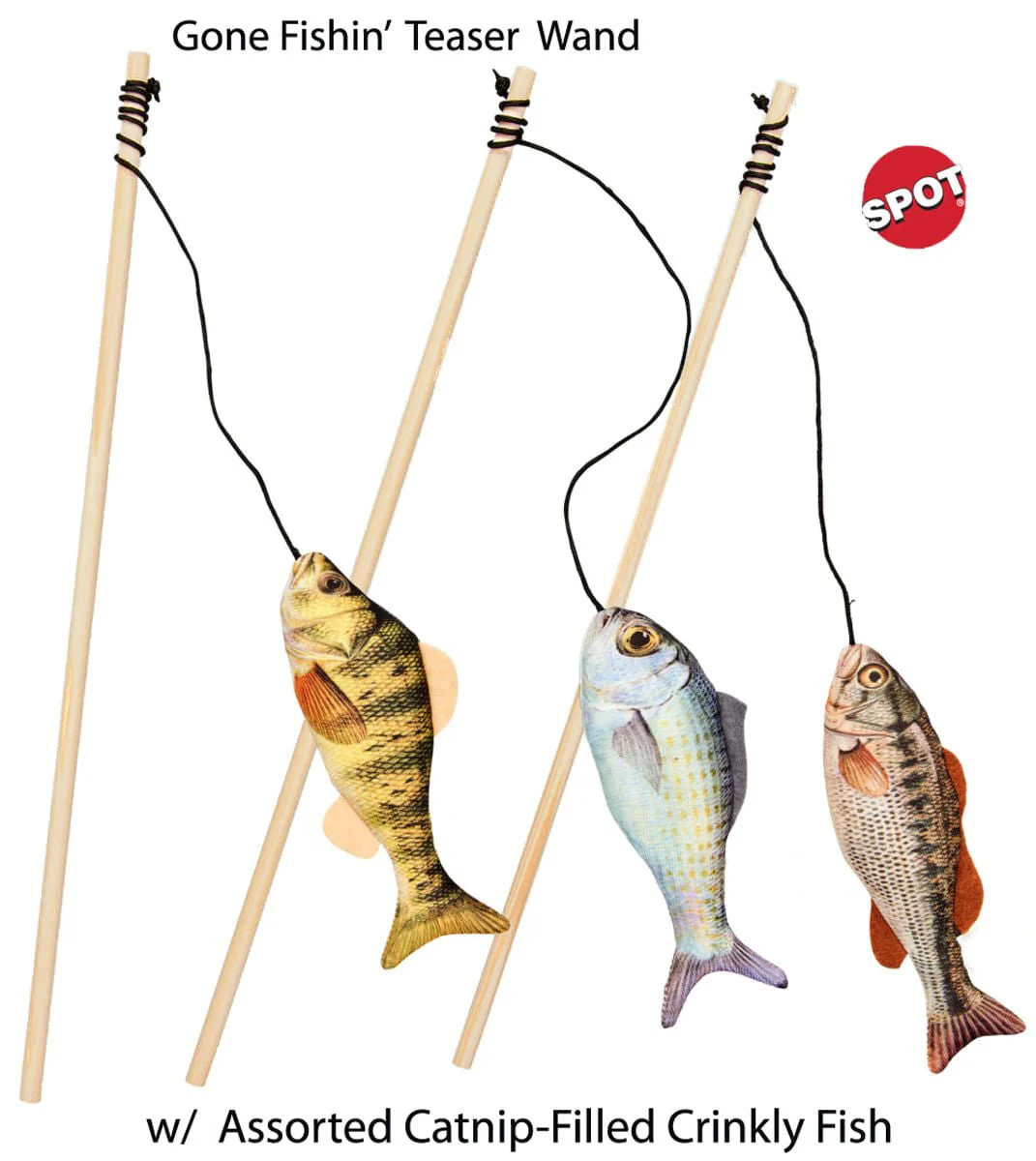 Gone Fishin' Cat Teaser Wand Cat Toy, Assorted - Pet's Shop