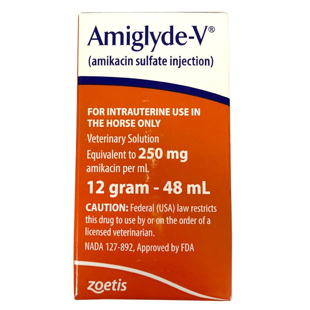 Rx Amiglyde-V (amikacin sulfate) Injection for Horses, 250mg/ml injection x 48ml bottle - Pet's Shop