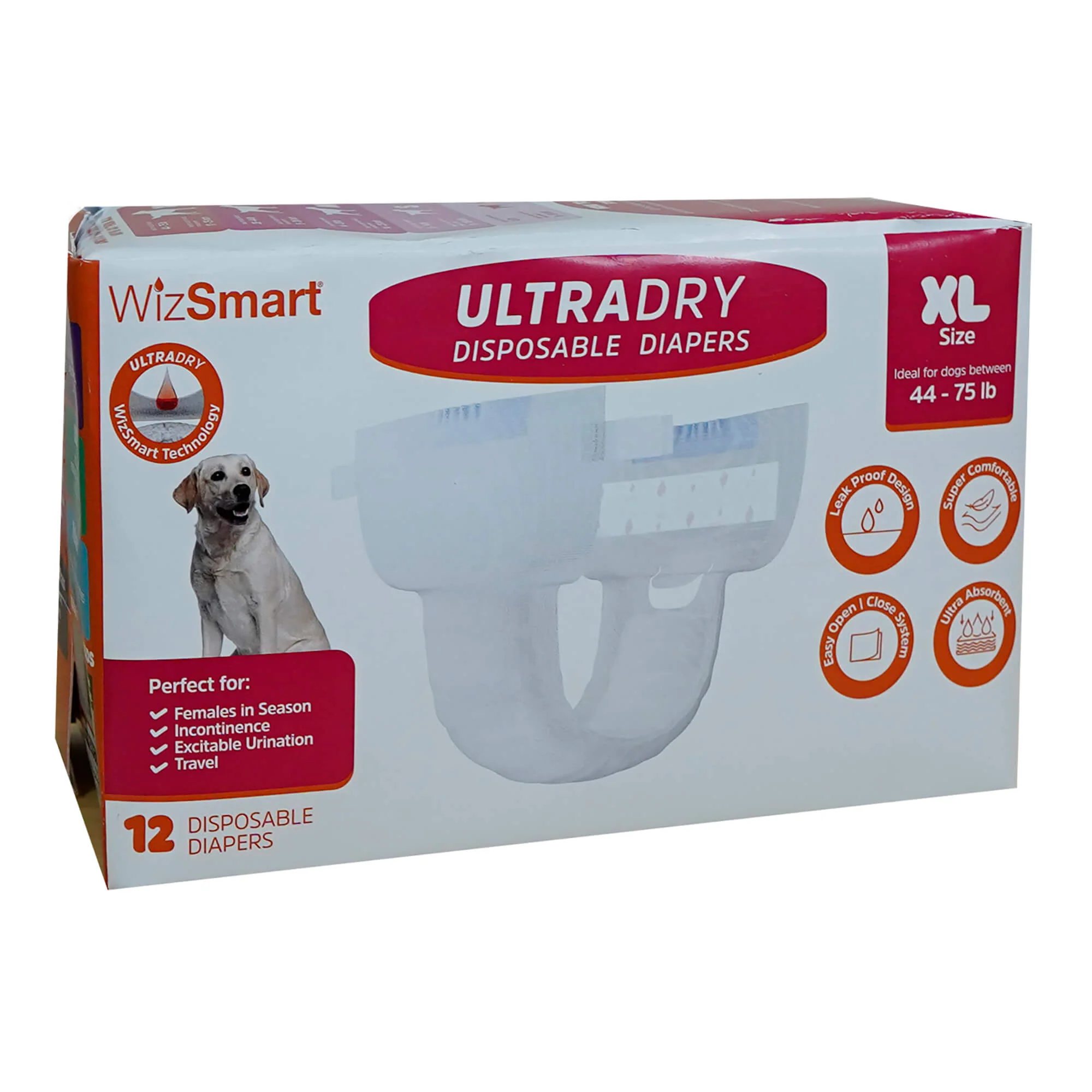 WizSmart UltraDry Disposable Diapers, 12 ct - Pet's Shop