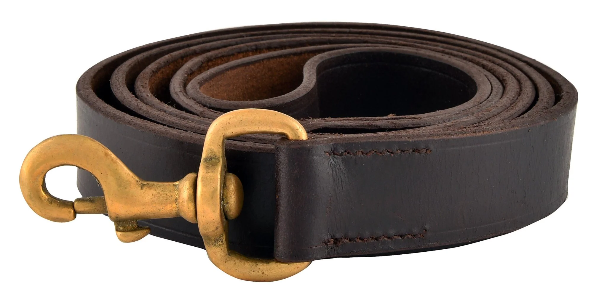 Flat Leather Dog Leash with Hand Strap Handle, 6'L - Pet's Shop