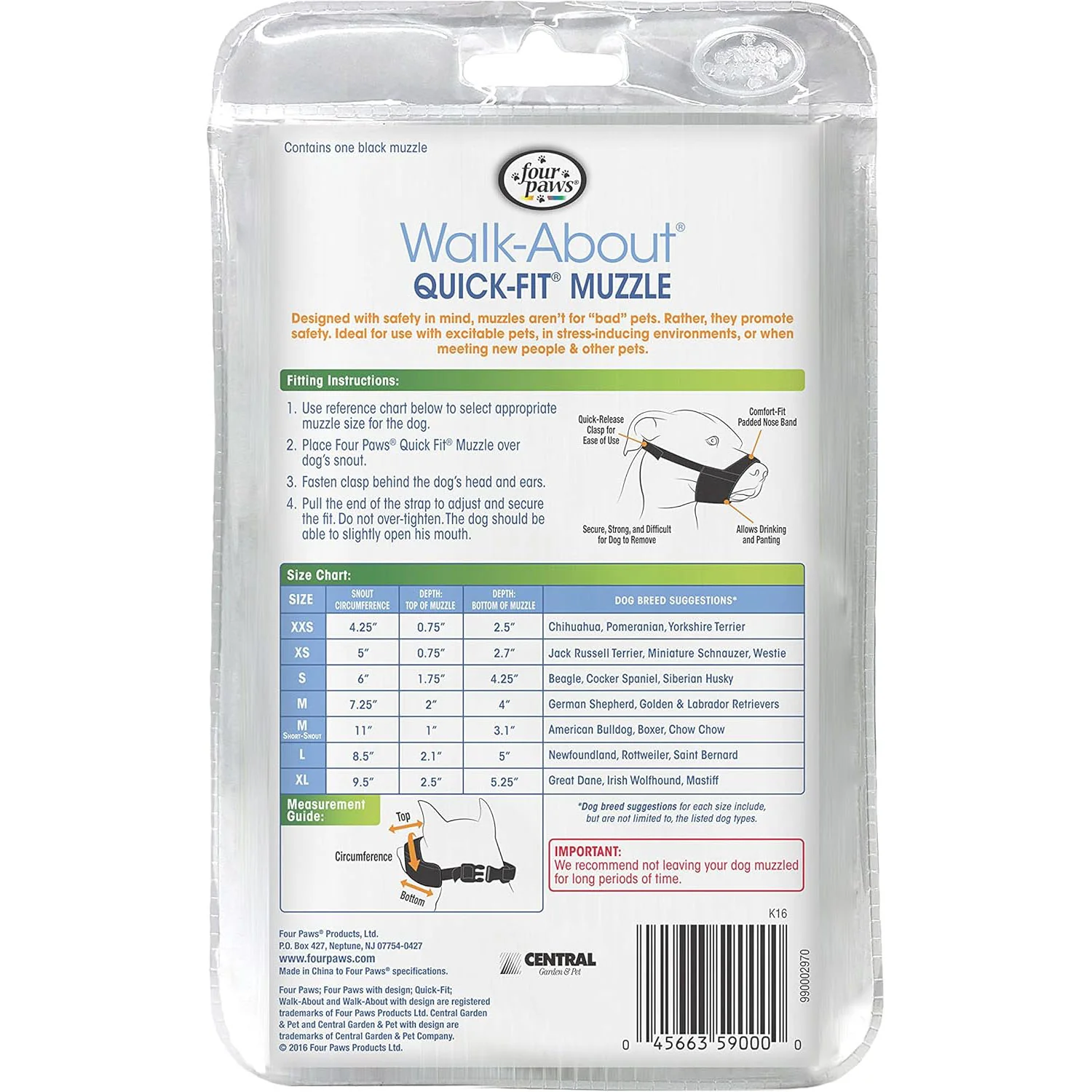 Quick-Fit Dog Muzzle by Four Paws - Pet's Shop