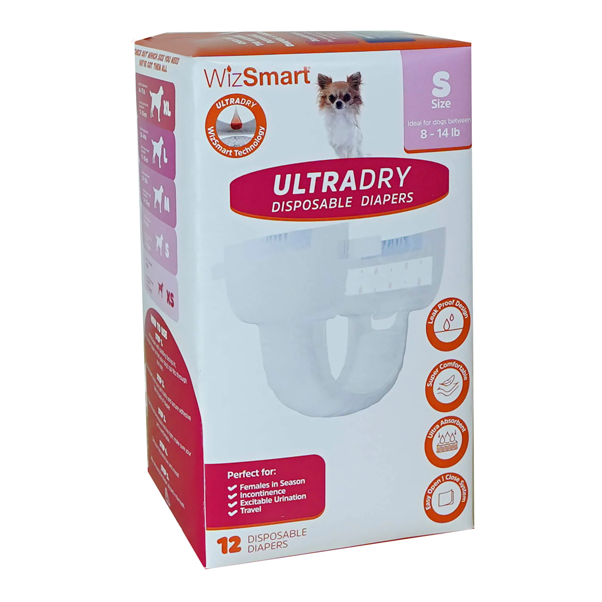 WizSmart UltraDry Disposable Diapers, 12 ct - Pet's Shop