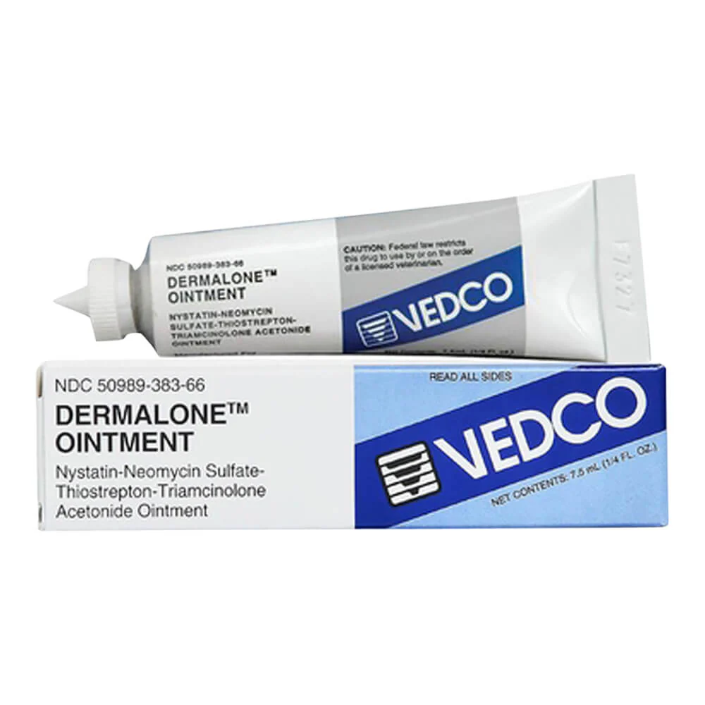 Rx Dermalone (nystatin-neomycin sulfate-thiostrepton-triamcinolone acetonide) Ointment for Cats & Dogs - Pet's Shop
