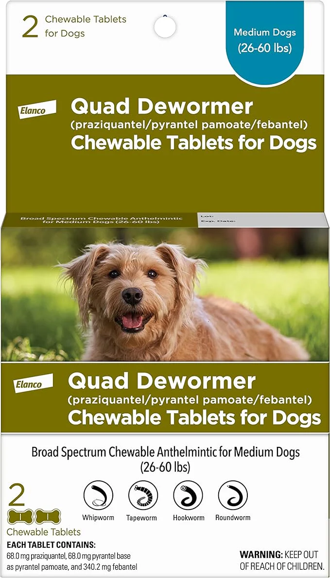 Quad Dewormer Chewable Tablets for Dogs - Pet's Shop