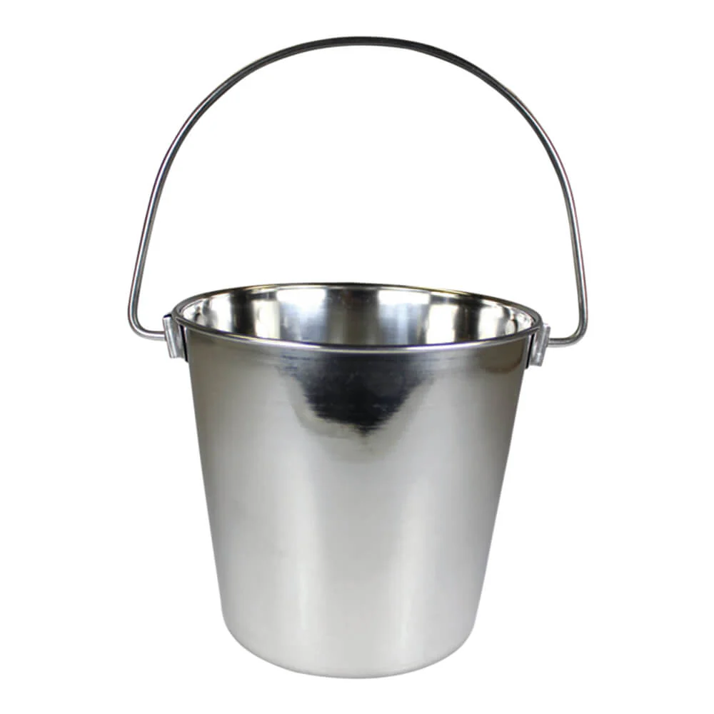 Stainless Steel Pail, Round with Rivets - Pet's Shop