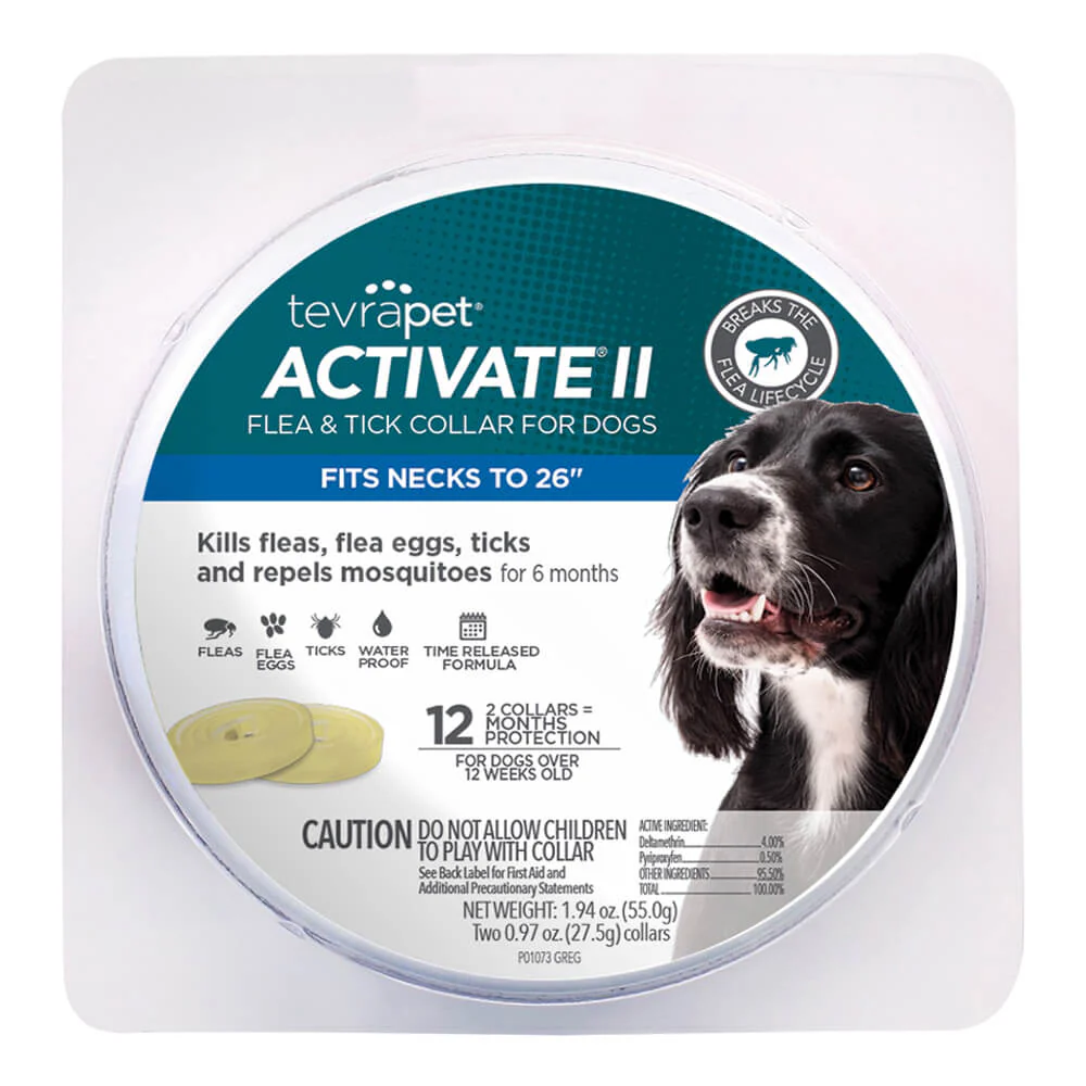 TevraPet Activate II Flea & Tick Collar for Dogs, 12 Month, 2 ct - Pet's Shop