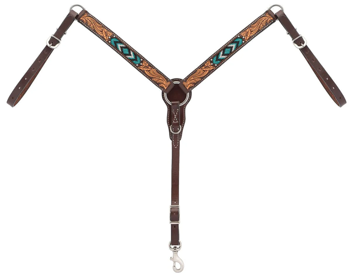 Weaver Turquoise Cross Two Toned Pony Breast Collar - Pet's Shop