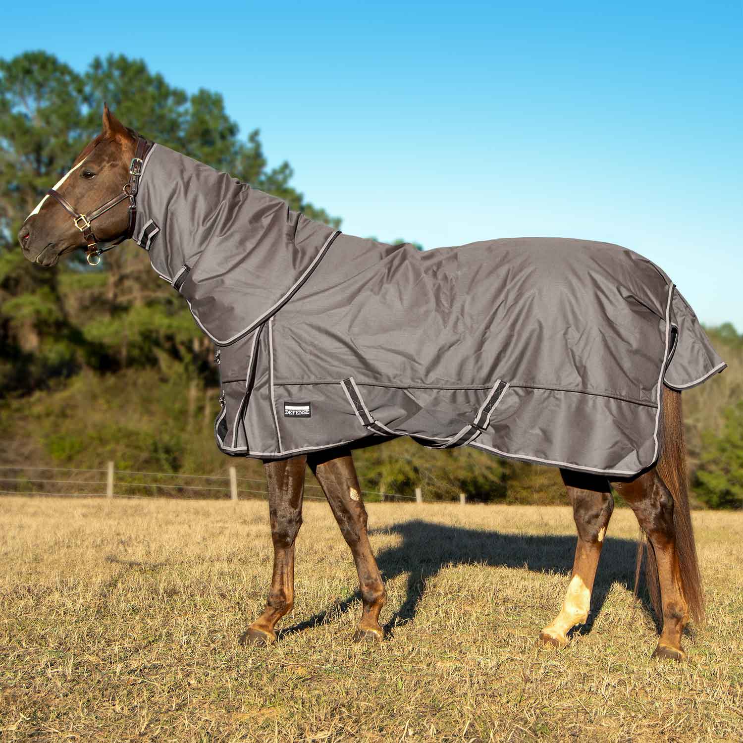 Poplar Head Defense 1680 Denier Turnout Blanket with Detachable Neck, 360 Gram, Plymouth Brown - Pet's Shop