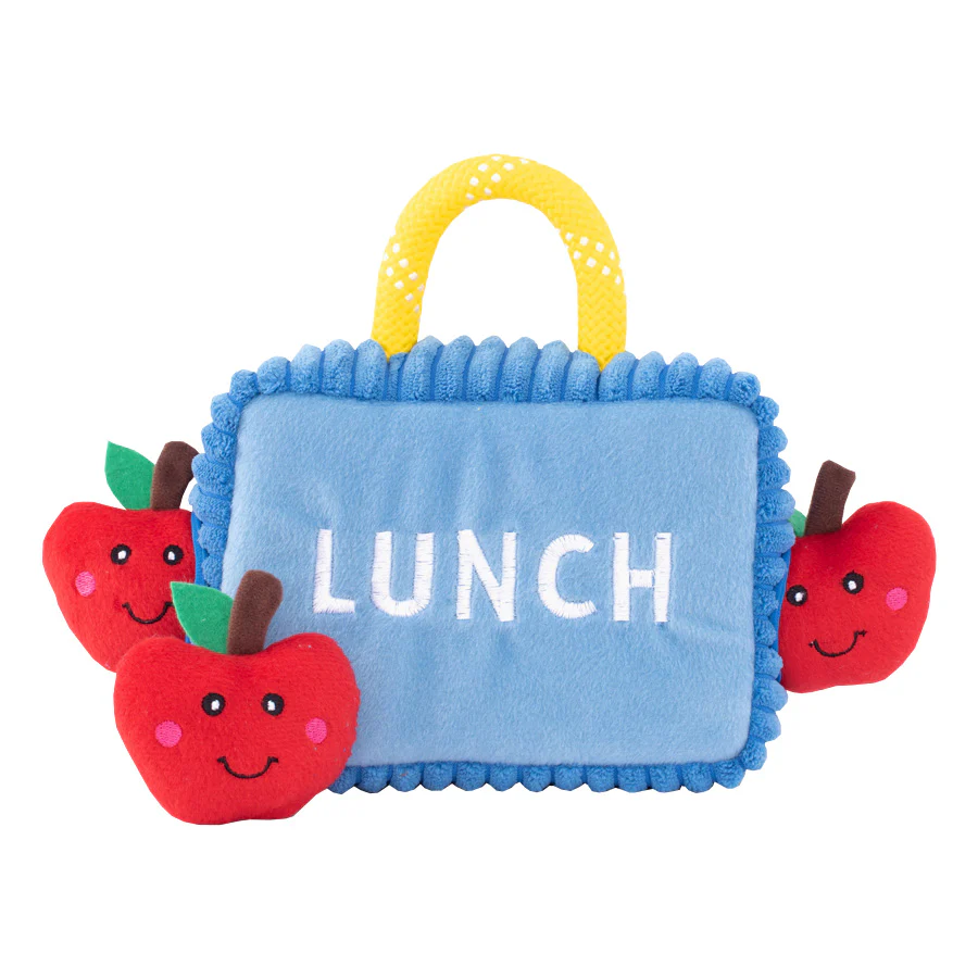Zippy Paws Zippy Burrow Lunchbox with Apples Interactive Puzzle Plush Dog Toy - Pet's Shop