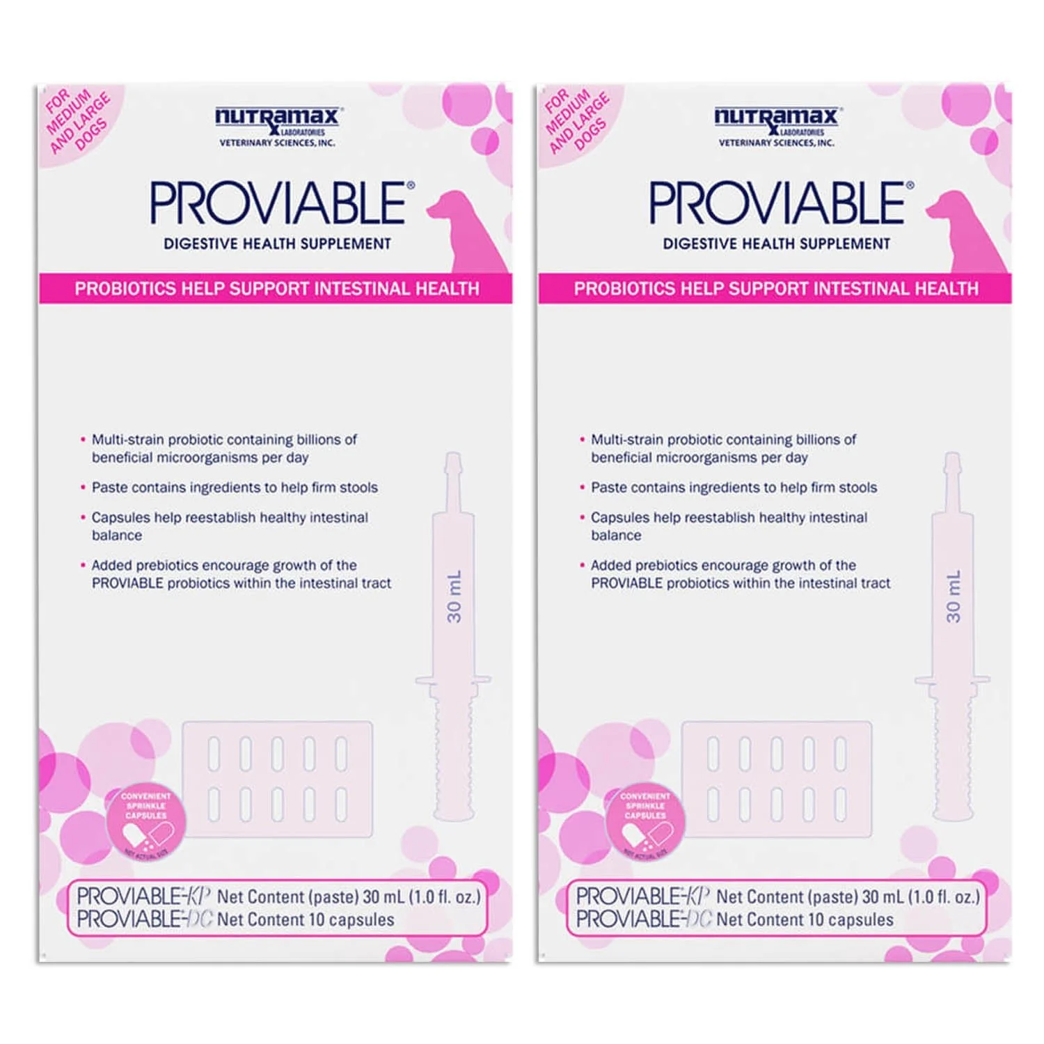 Nutramax Proviable-KP/DC Kit for Medium and Large Dogs, 30 mL Paste/10 Capsules - Pet's Shop