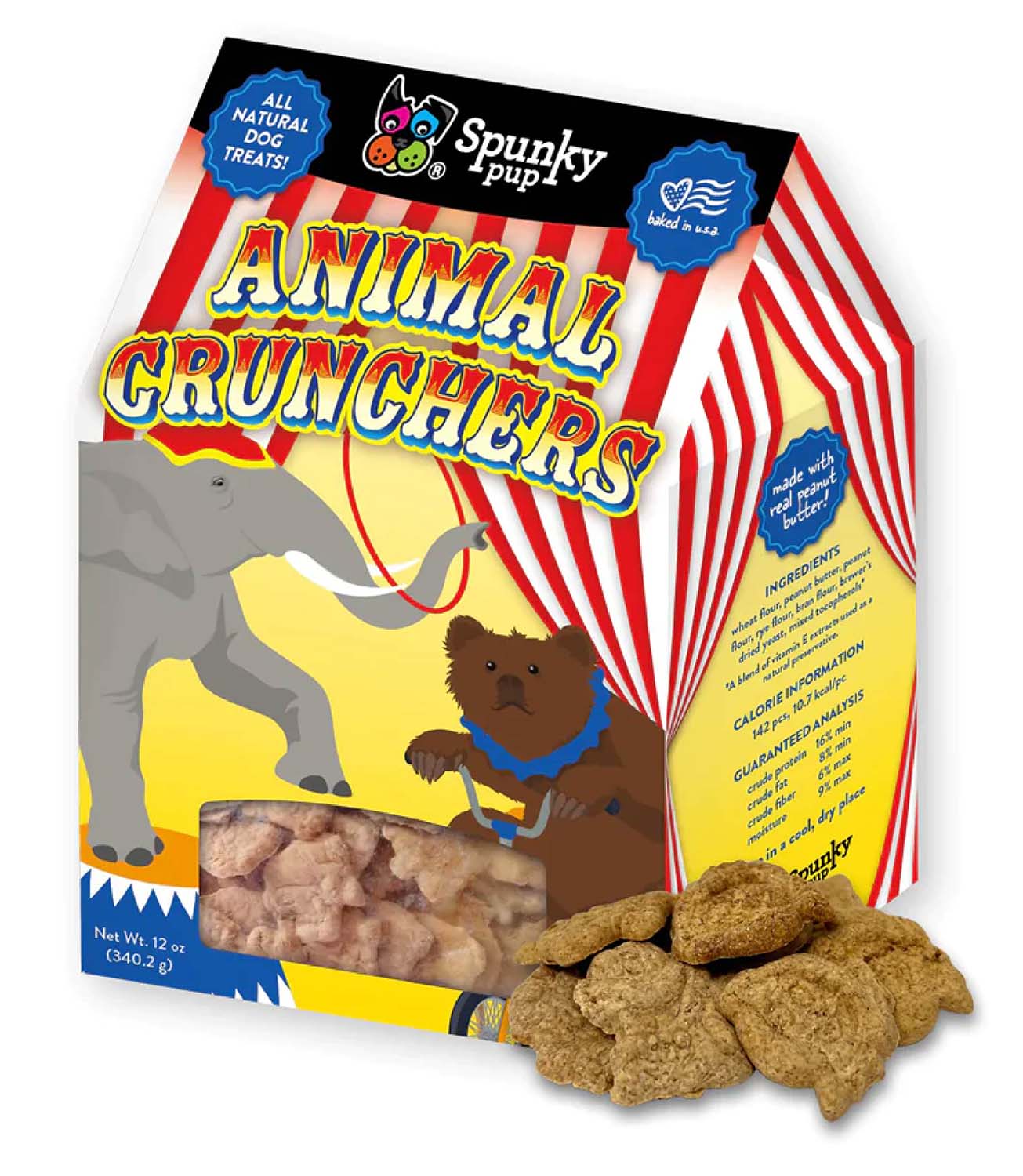 Spunky Pup Animal Crunchers, Peanut Butter - Pet's Shop
