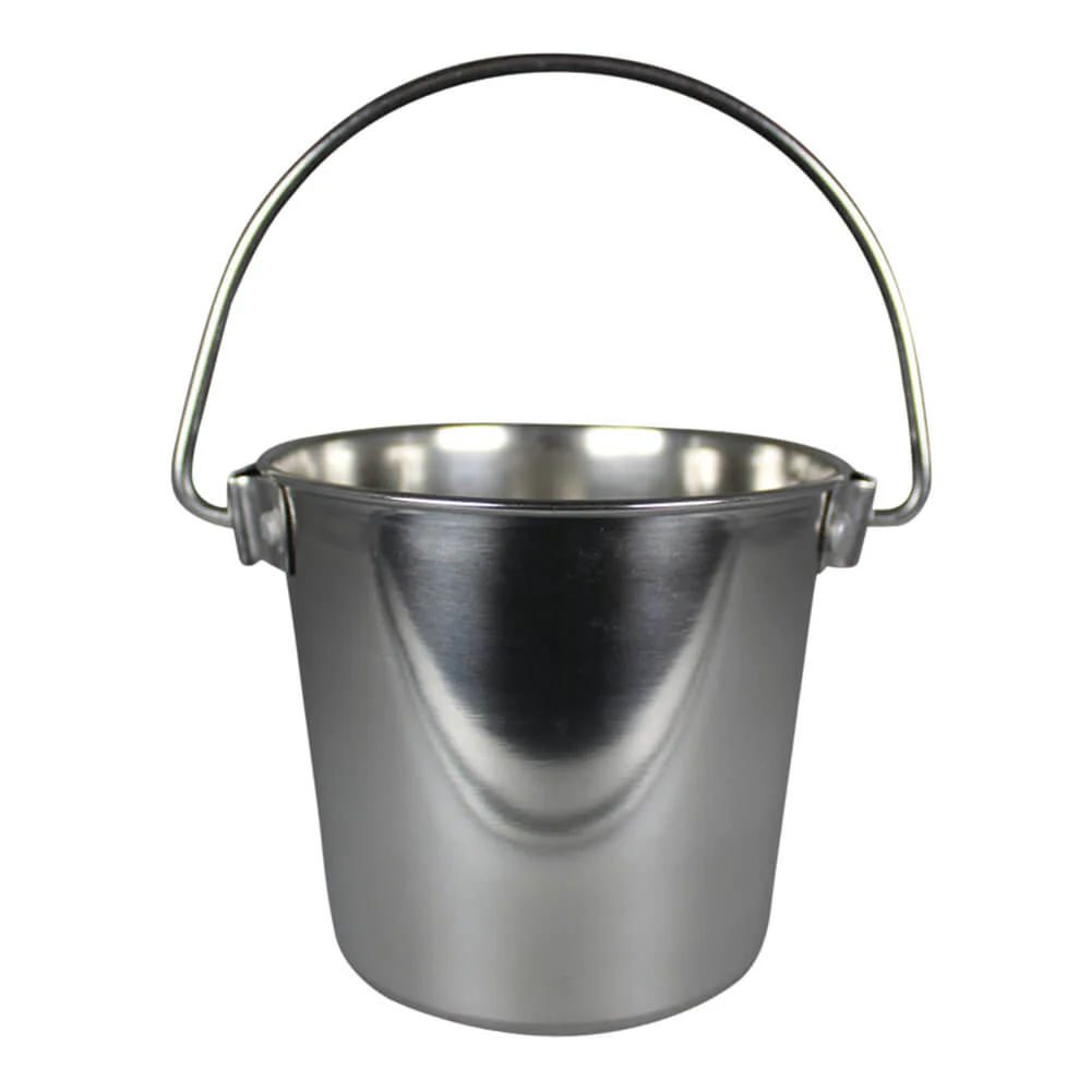 Stainless Steel Pail, Round with Rivets - Pet's Shop