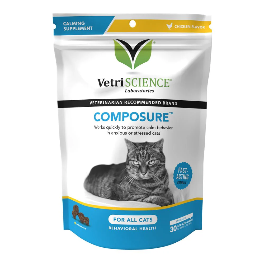Composure Calming Support Formula for Cats, 30 Bite Sized Soft Chews - Pet's Shop