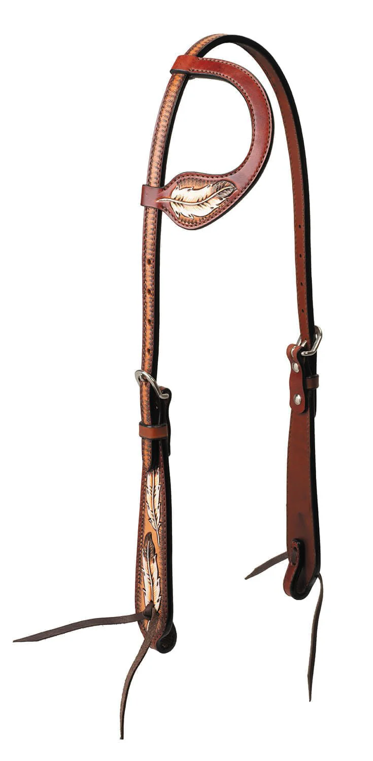 Turquoise Cross Coco Feather Sliding Ear Headstall - Pet's Shop