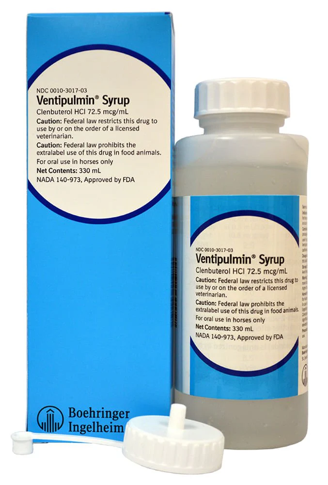 Rx Ventipulmin (clenbuterol HCl) Syrup for Horses, 330 mL - Pet's Shop