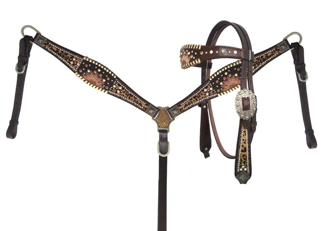 Showman Beaded Cheetah Headstall & Breast Collar - Pet's Shop