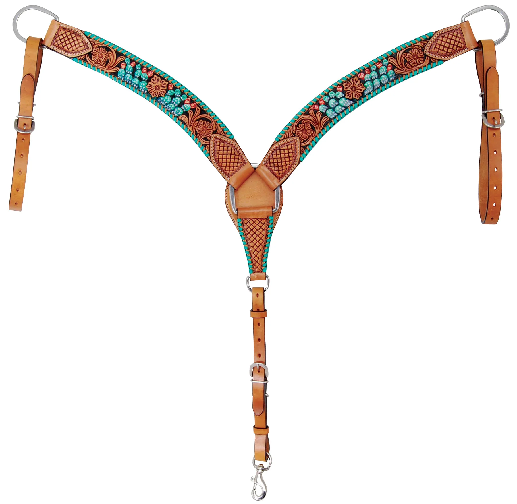 Rafter T Painted Cactus Breast Collar, Horse - Pet's Shop