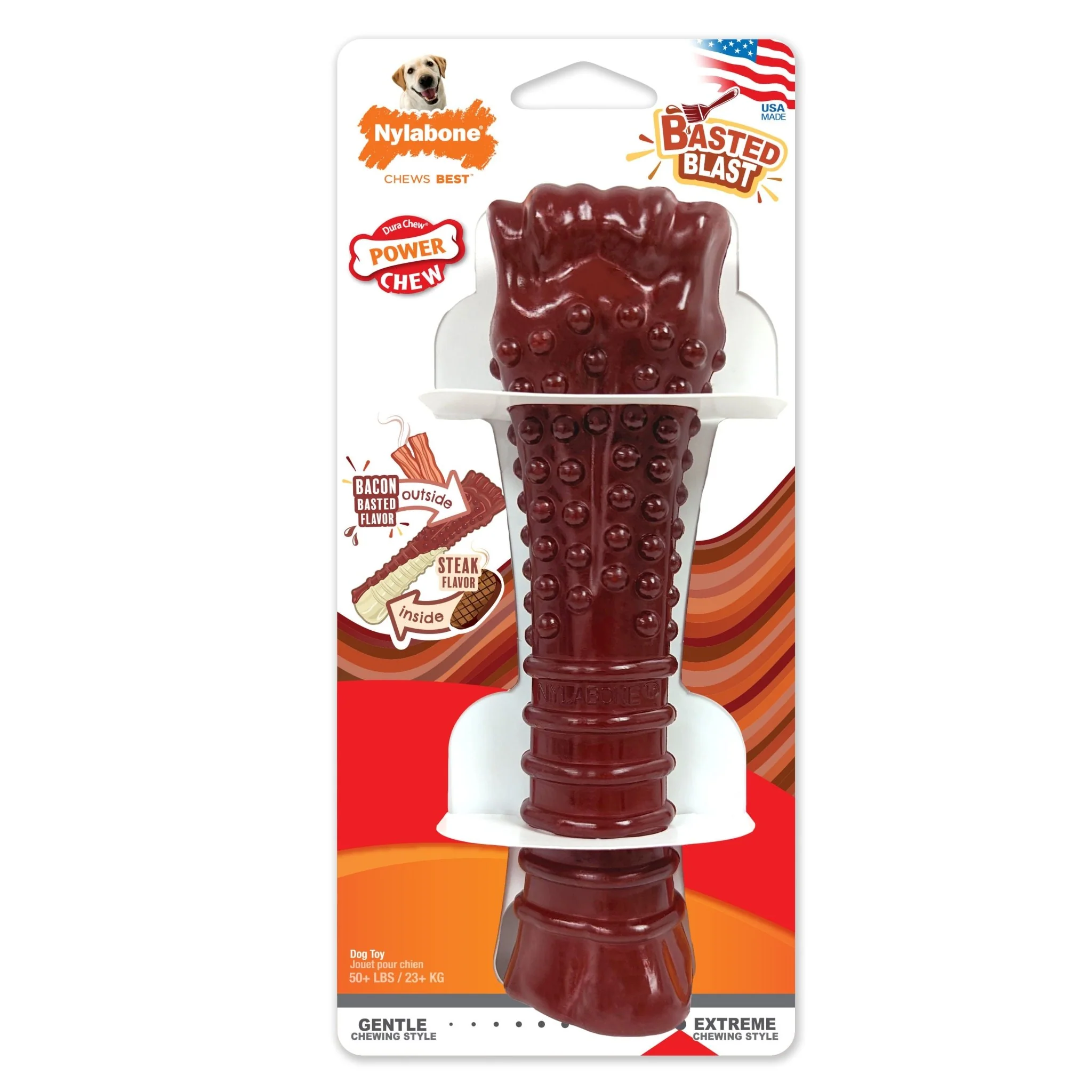 Basted Blast Dual Flavored Power Chew, Bacon Basted Steak - Pet's Shop